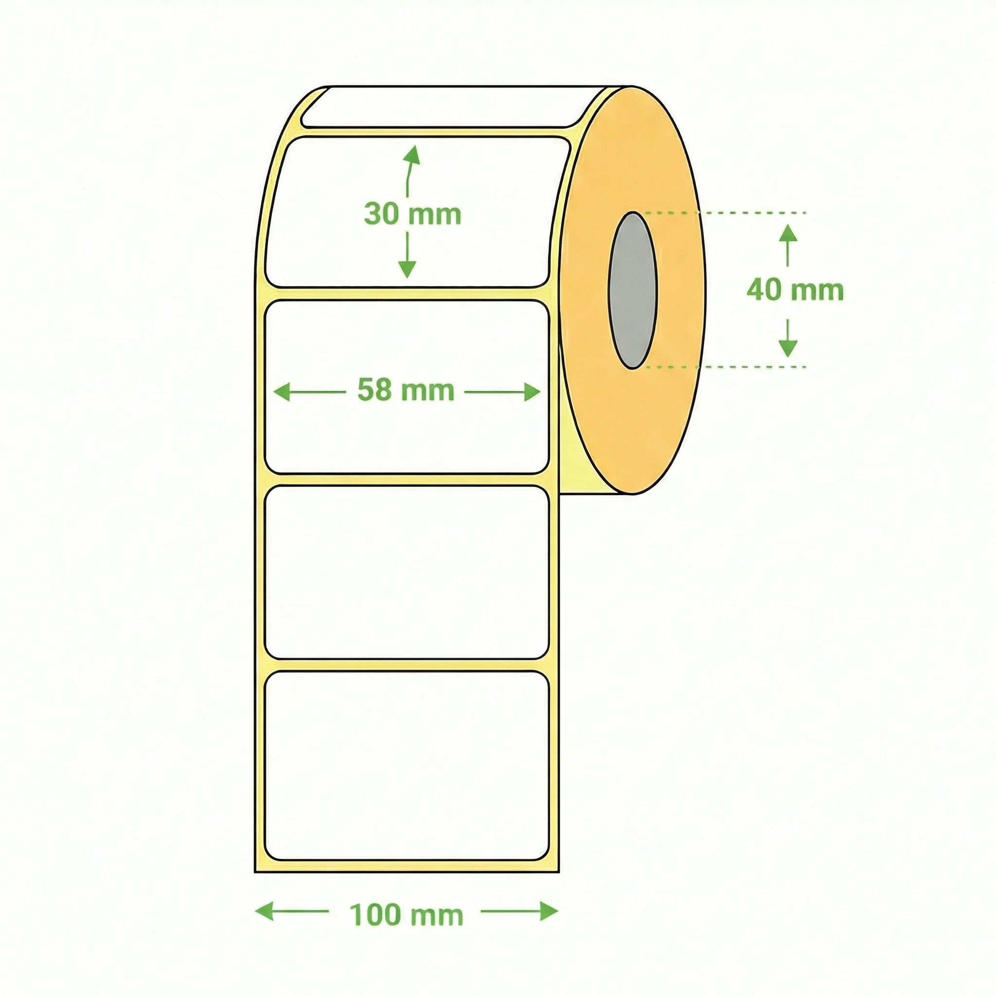 Etichete Termice H2510 58×30 mm – 1000/Rolă, BPA Free, FSC - imagine 2