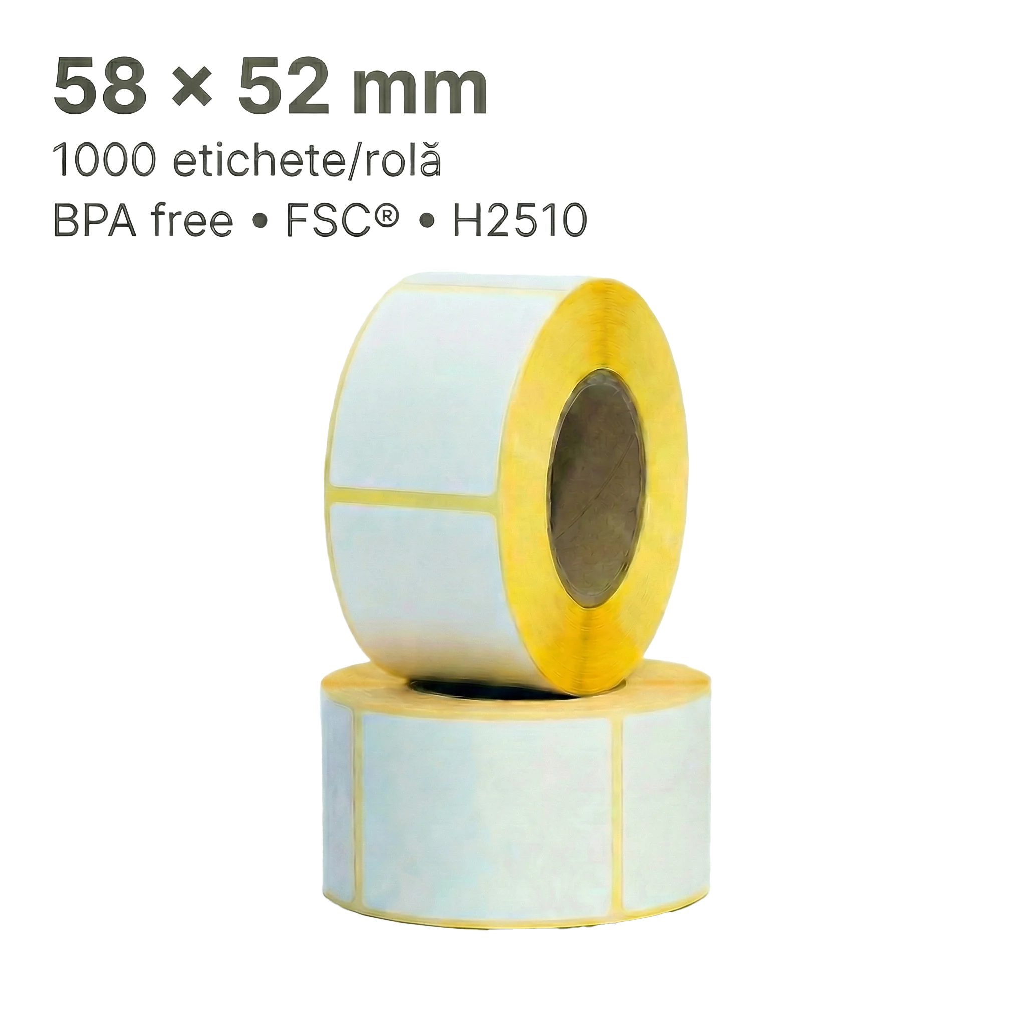 Etichete Thermal ECO H2510 58x52 mm, 1000/rolă BPA free, FSC