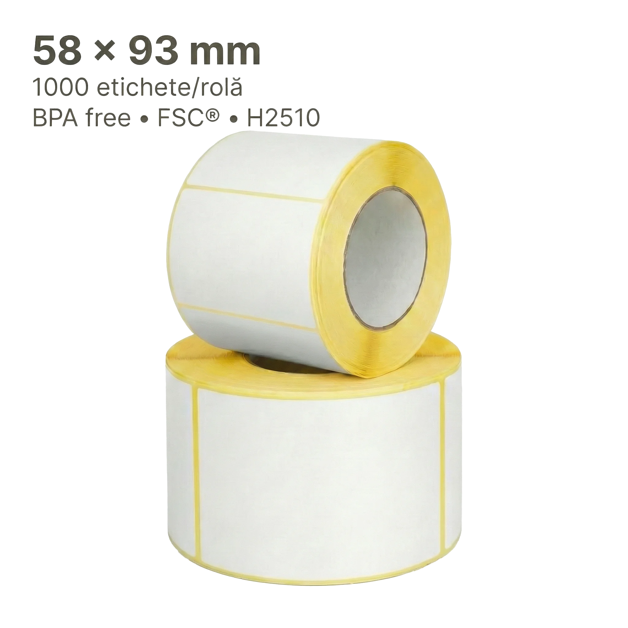 Etichete Thermal ECO H2510 58x93 mm, 1000/rolă BPA free, FSC