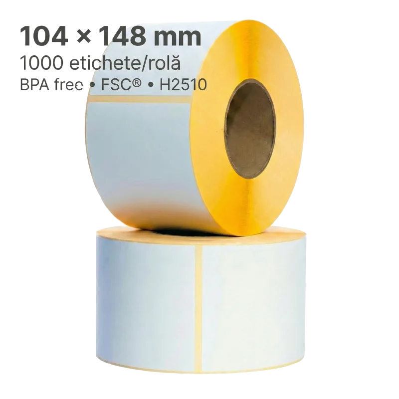 Etichete Termice H2510 104×148 mm – 1000/Rolă, BPA Free, FSC